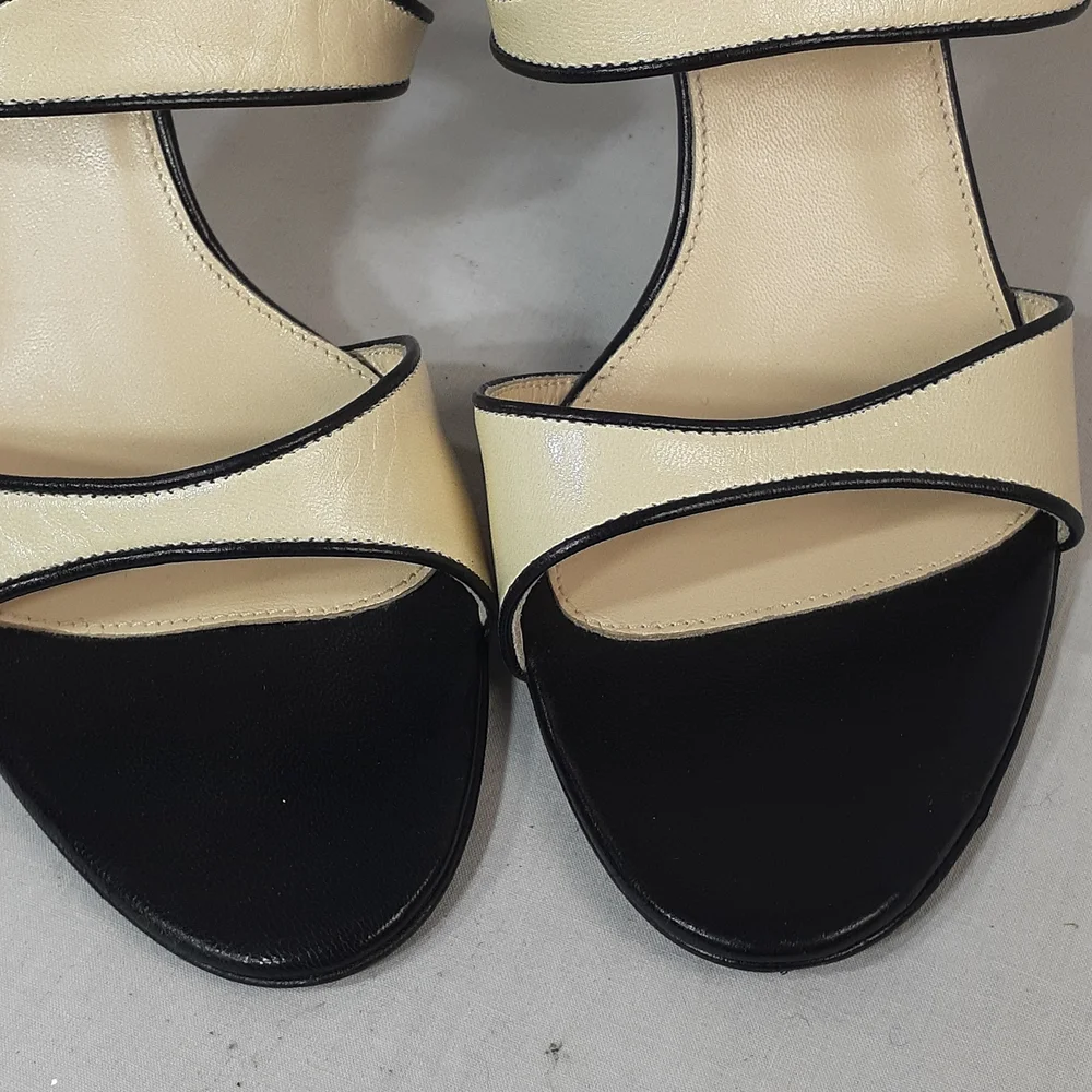 Sergio Rossi cream and black leather heels size 36.5 size 6.5 - Picture 5 of 10